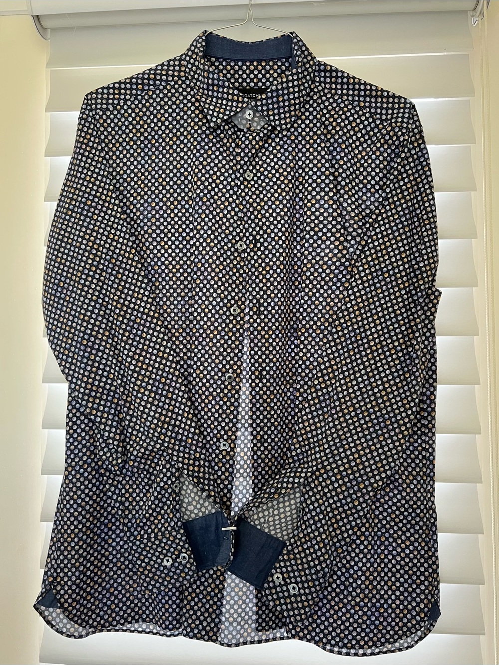 Bugatchi Navy Dot-Print Button-Down Shirt